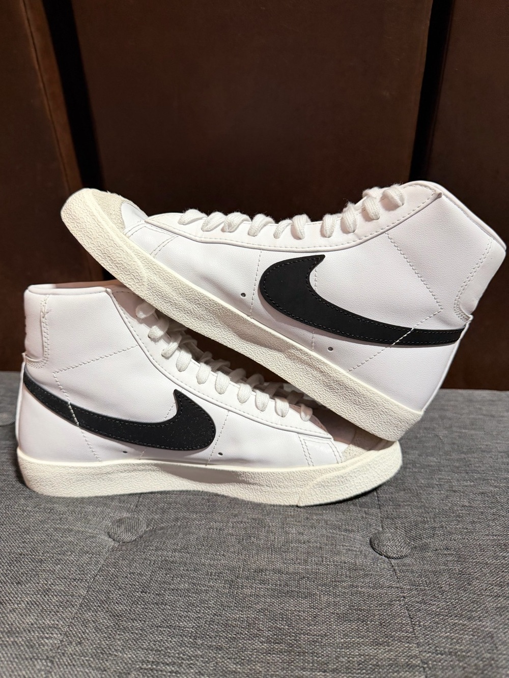 Nike Blazer Mid '77 Vintage White Black Leather Sneakers [Size 8] - Picture 8 of 9